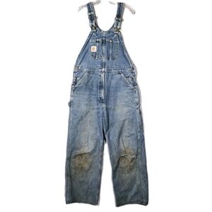 Carhartt Men's Thrashed Workworn Overalls Sz 34x26.5 Loose Fit